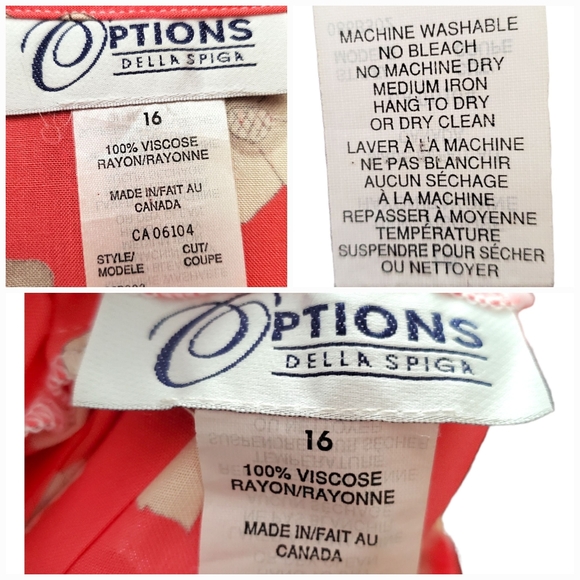 90s skirt shirt floral light v-neck short sleeve midi stretch A-line coral wm 16 - Picture 11 of 11